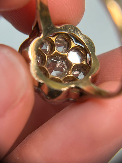 Antique Italian Rose Cut Diamond Cluster Ring