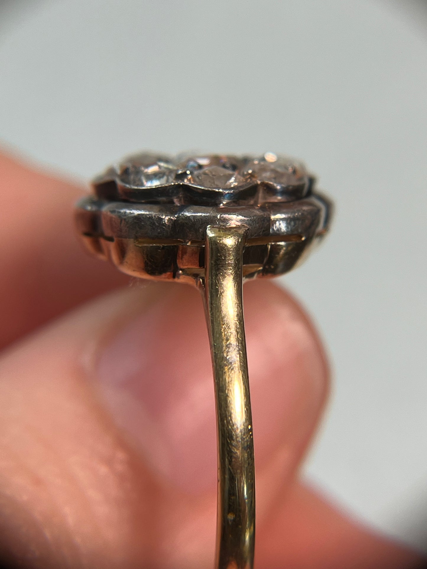 Antique Italian Rose Cut Diamond Cluster Ring