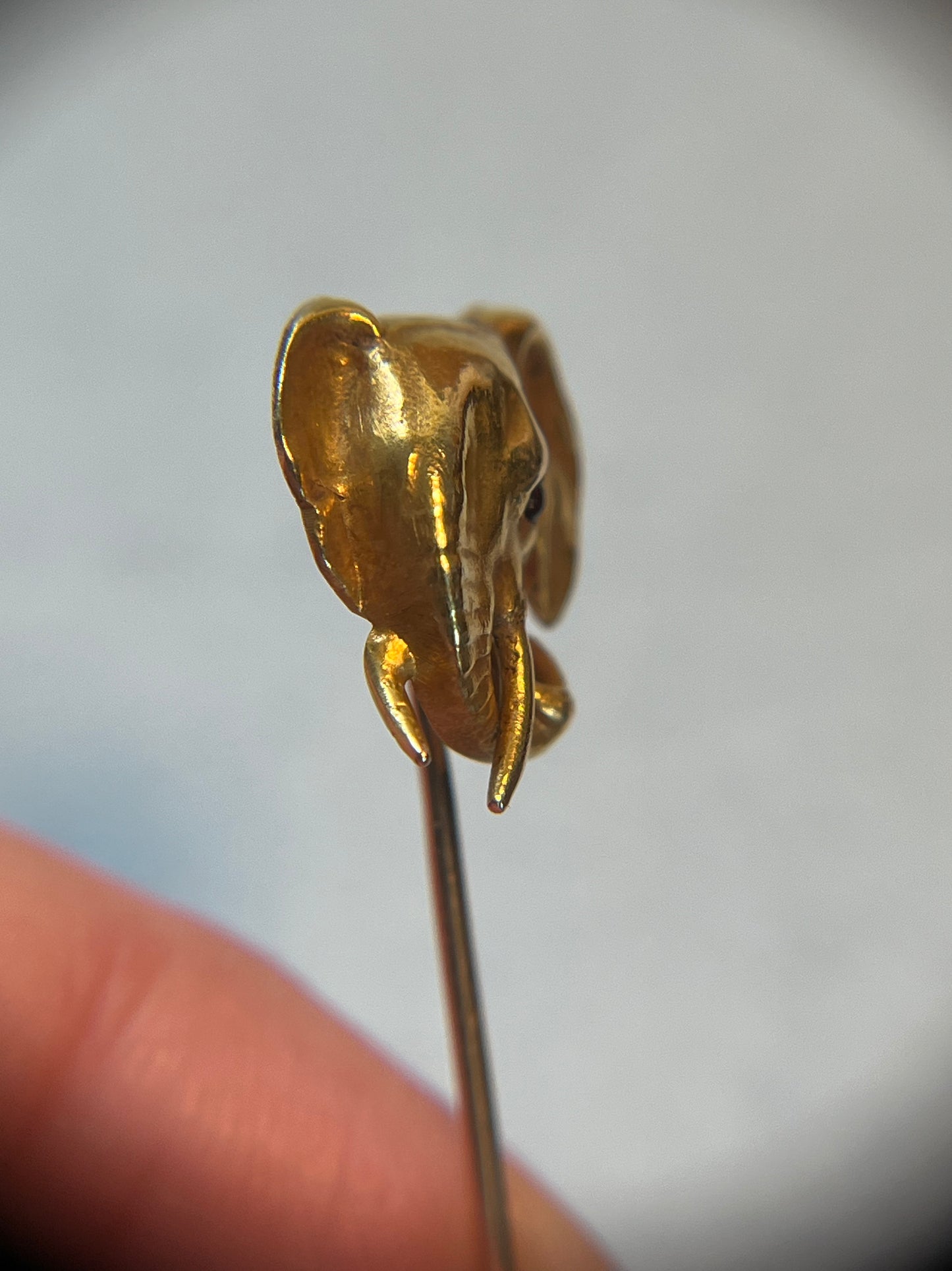 Antique Elephant Stick Pin with Garnet Eye