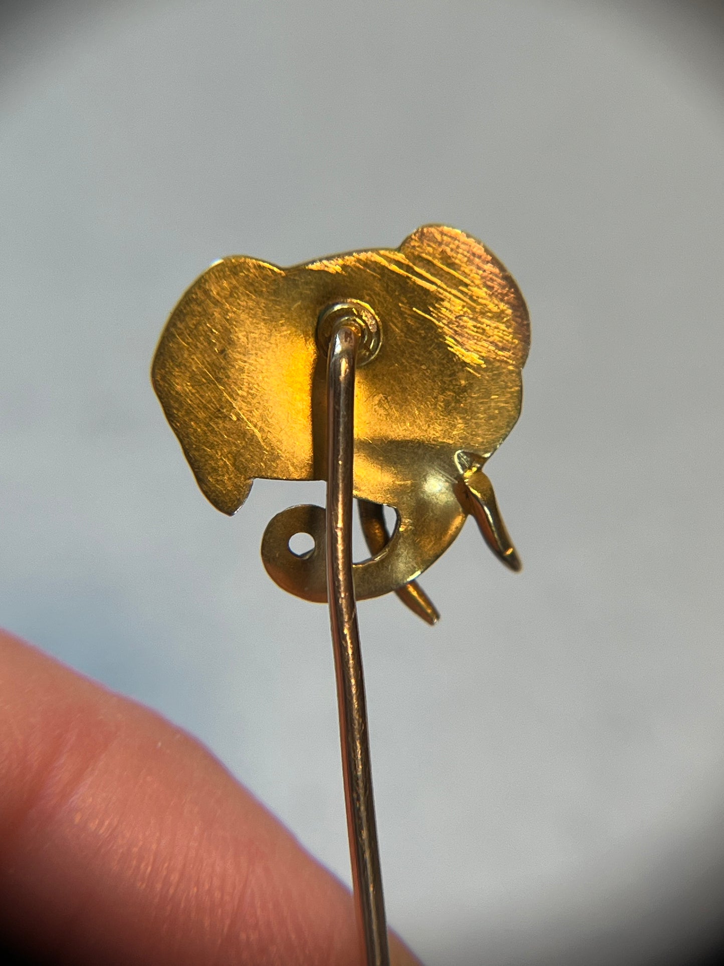 Antique Elephant Stick Pin with Garnet Eye