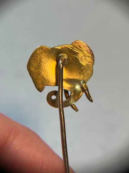 Antique Elephant Stick Pin with Garnet Eye