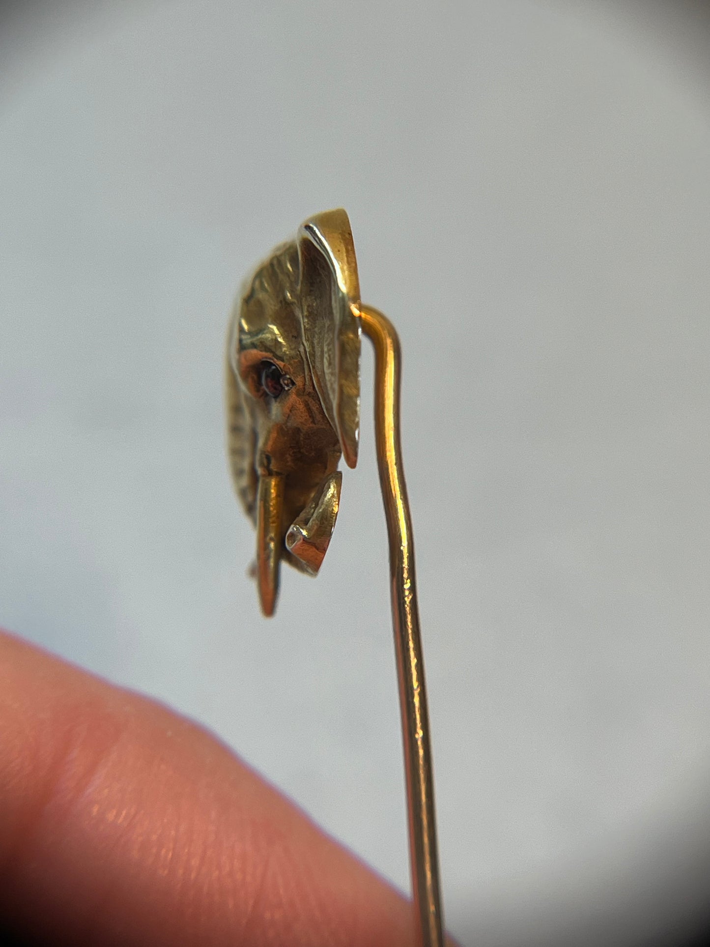 Antique Elephant Stick Pin with Garnet Eye