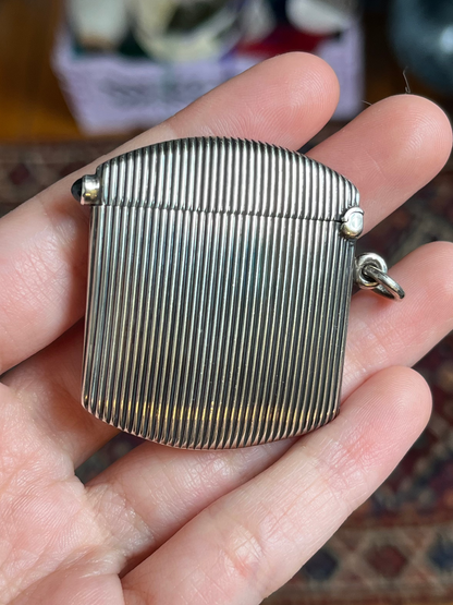 Antique 900 Silver Match Safe with Sugarloaf Button