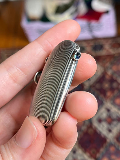 Antique 900 Silver Match Safe with Sugarloaf Button