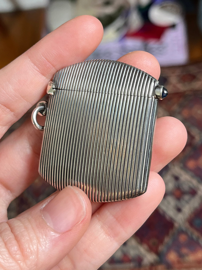 Antique 900 Silver Match Safe with Sugarloaf Button