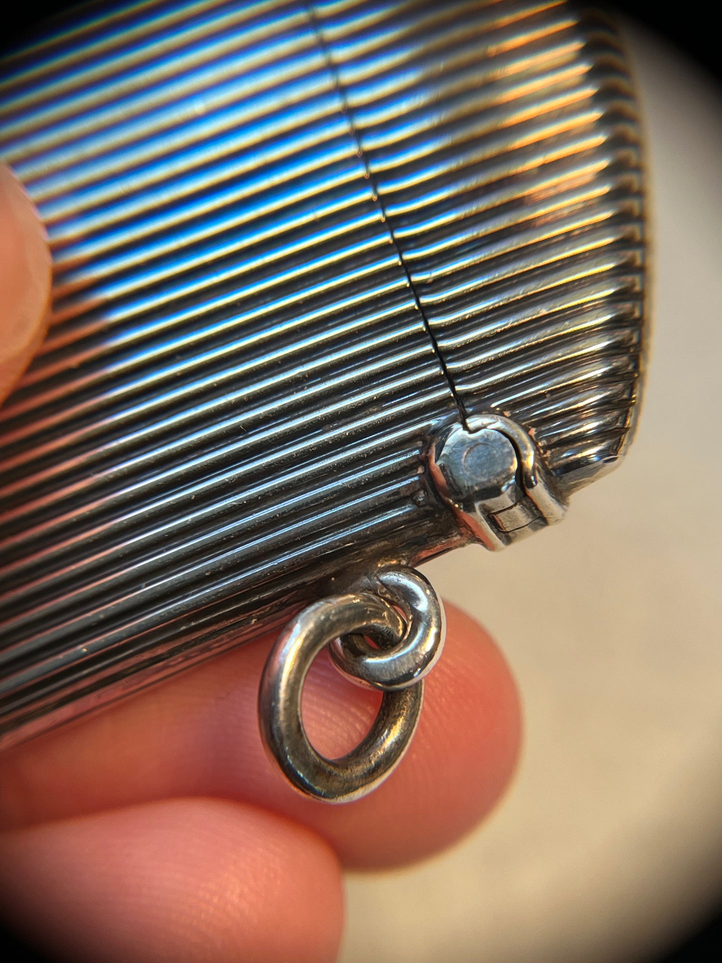 Antique 900 Silver Match Safe with Sugarloaf Button