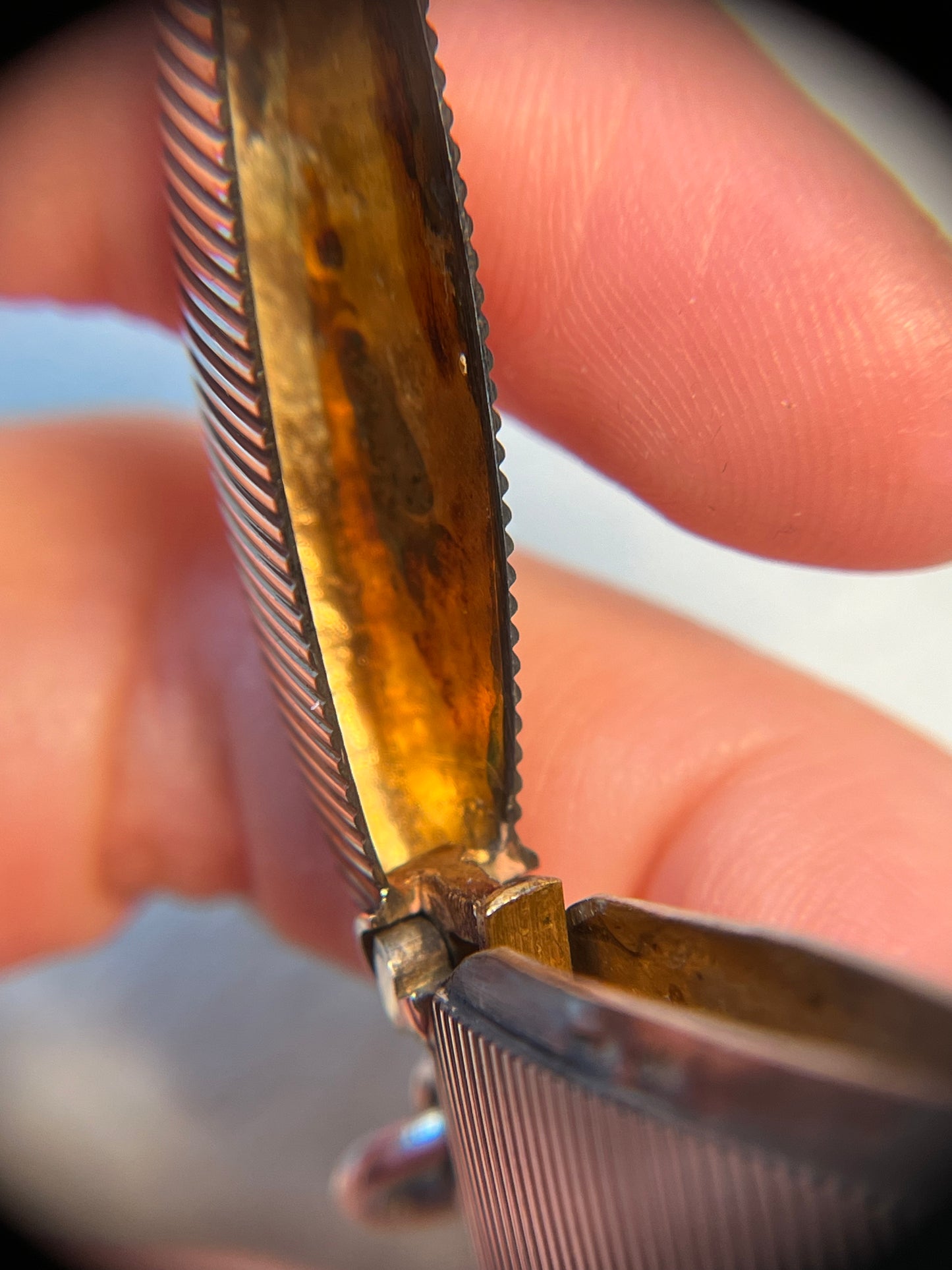 Antique 900 Silver Match Safe with Sugarloaf Button
