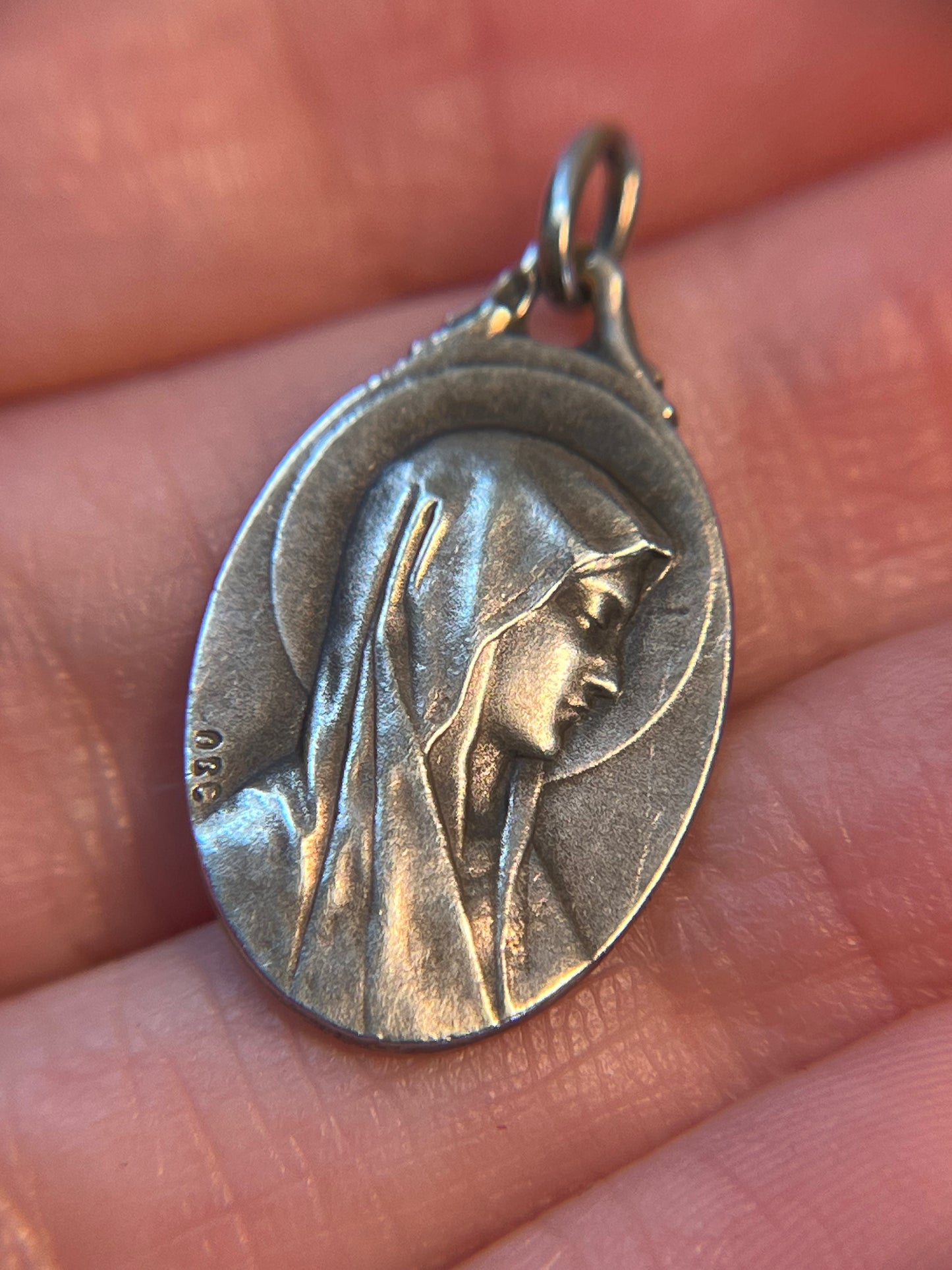 Antique French Our Lady of Lourdes Silver Medallion