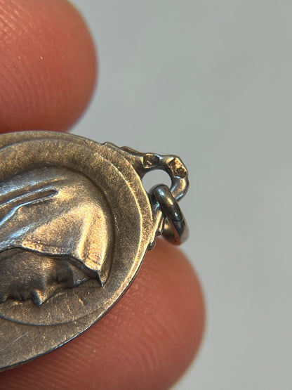 Antique French Our Lady of Lourdes Silver Medallion