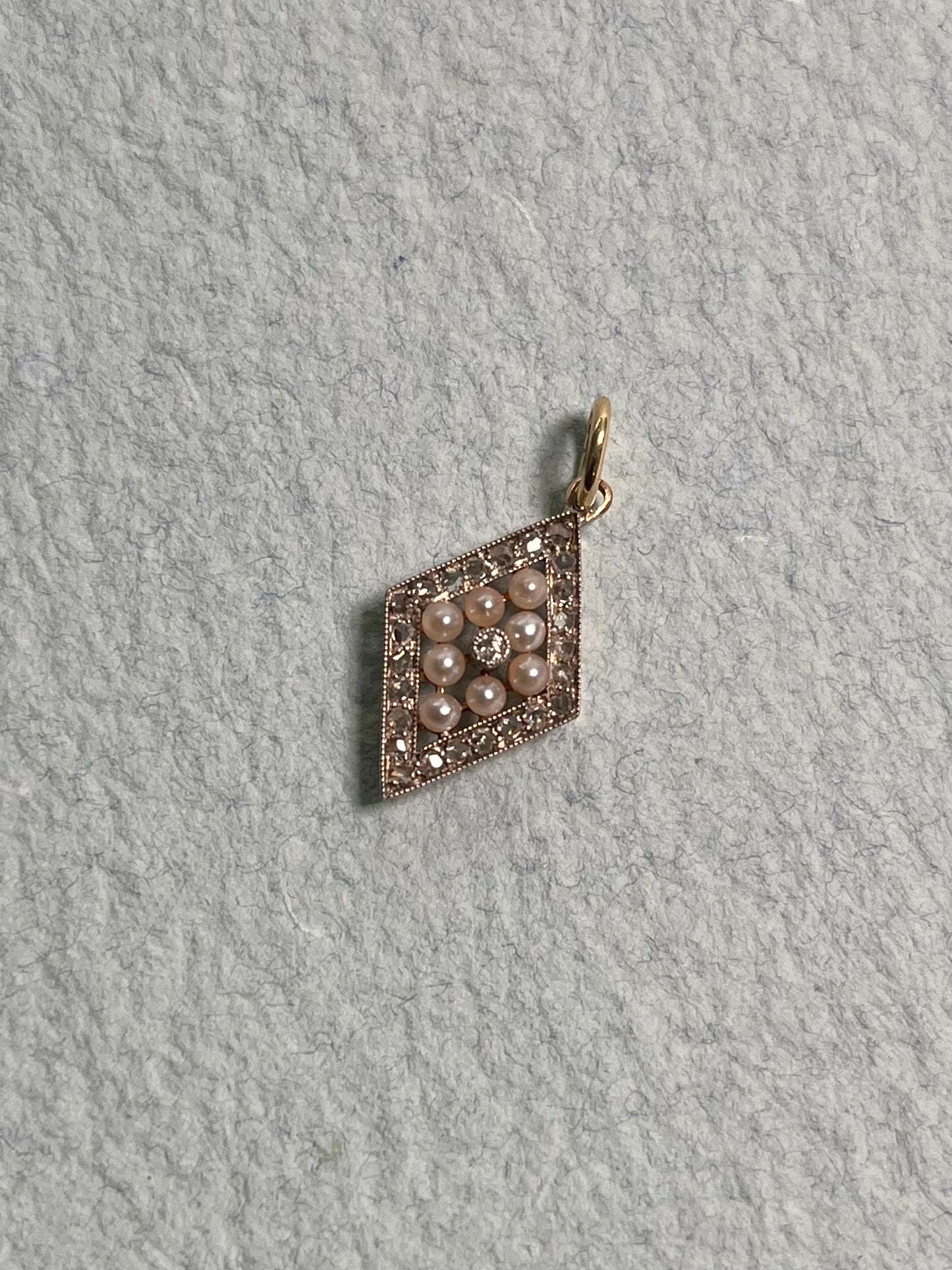 Antique Rose-Cut Diamond and Seed Pearl Pendant