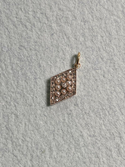 Antique Rose-Cut Diamond and Seed Pearl Pendant
