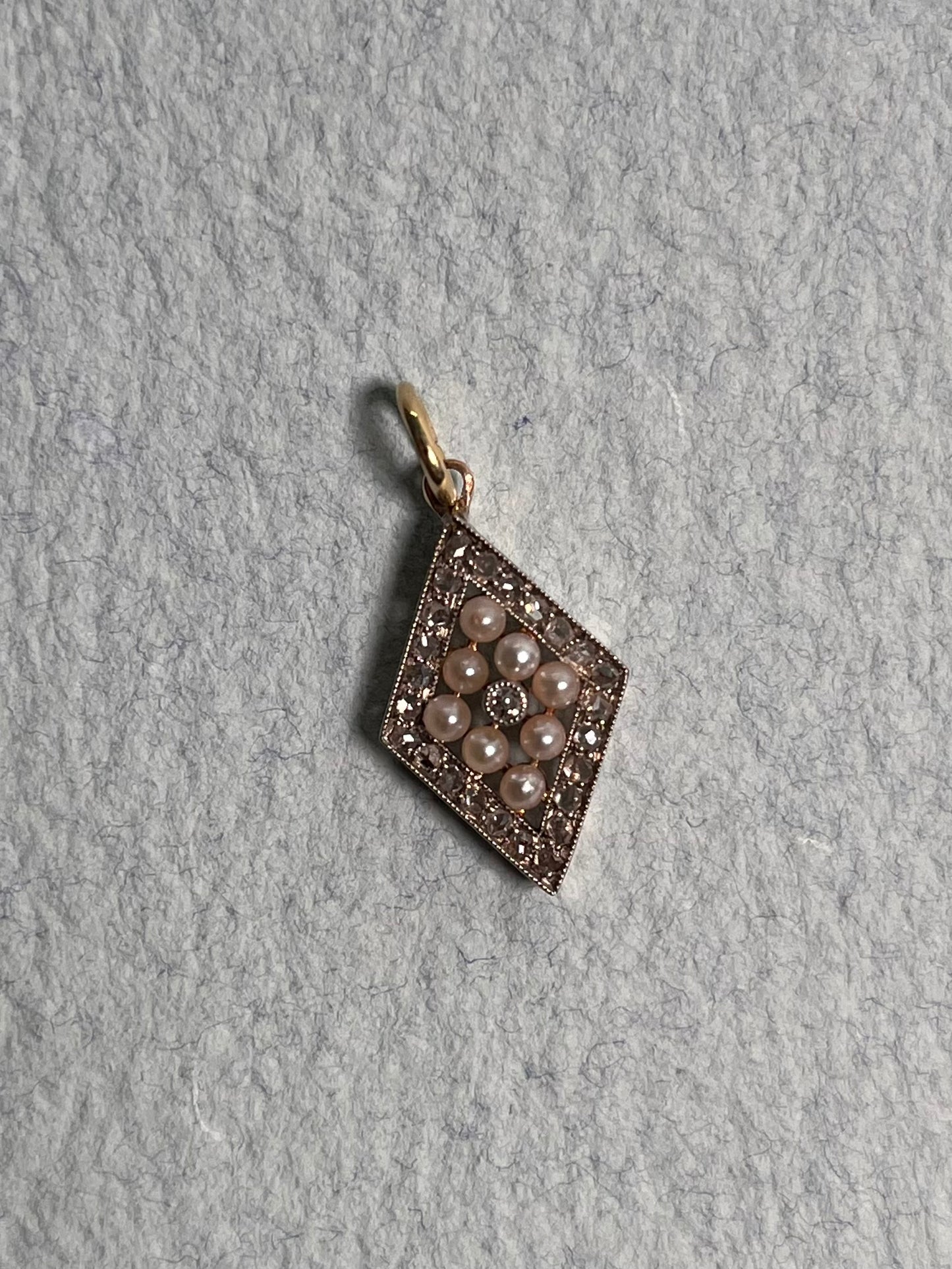 Antique Rose-Cut Diamond and Seed Pearl Pendant