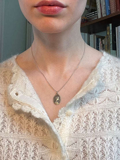 Antique French Our Lady of Lourdes Silver Medallion