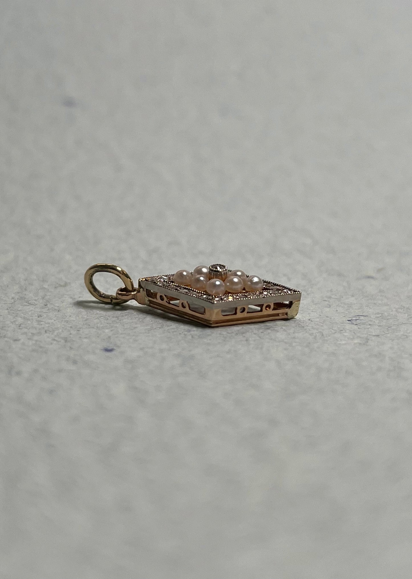 Antique Rose-Cut Diamond and Seed Pearl Pendant