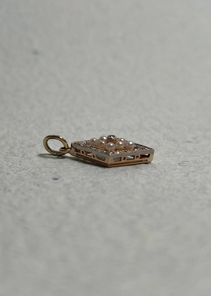 Antique Rose-Cut Diamond and Seed Pearl Pendant