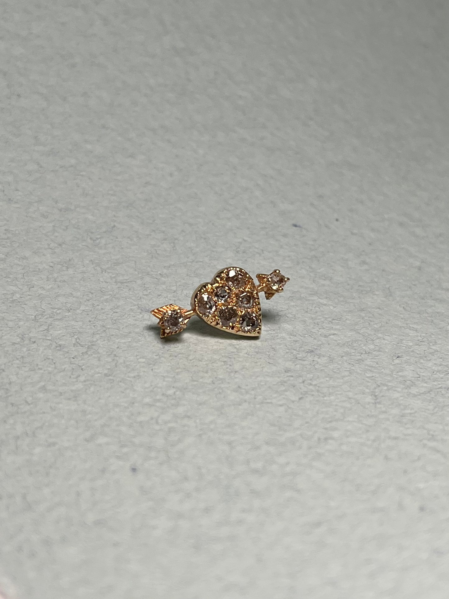 Antique Heart and Arrow Pin in 14K Gold with Old Mine Cut Diamonds