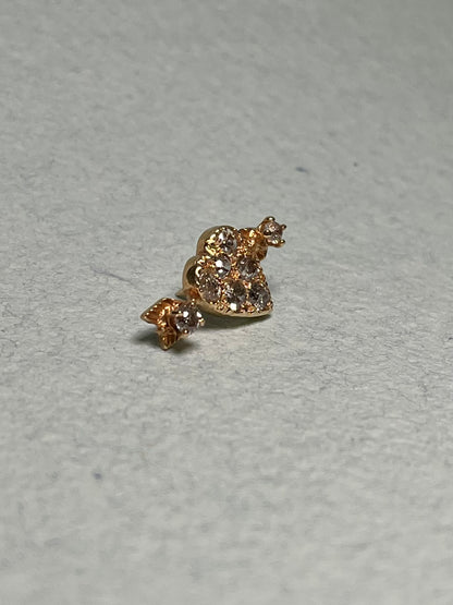 Antique Heart and Arrow Pin in 14K Gold with Old Mine Cut Diamonds