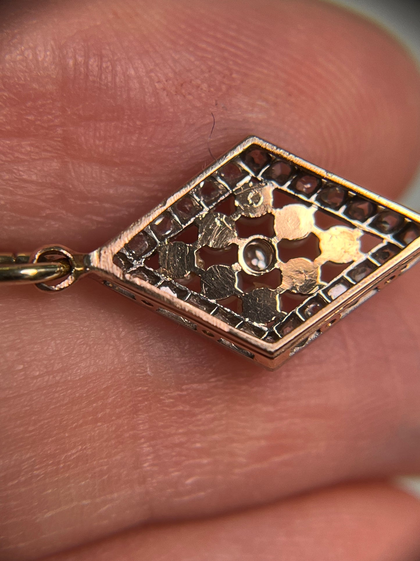 Antique Rose-Cut Diamond and Seed Pearl Pendant