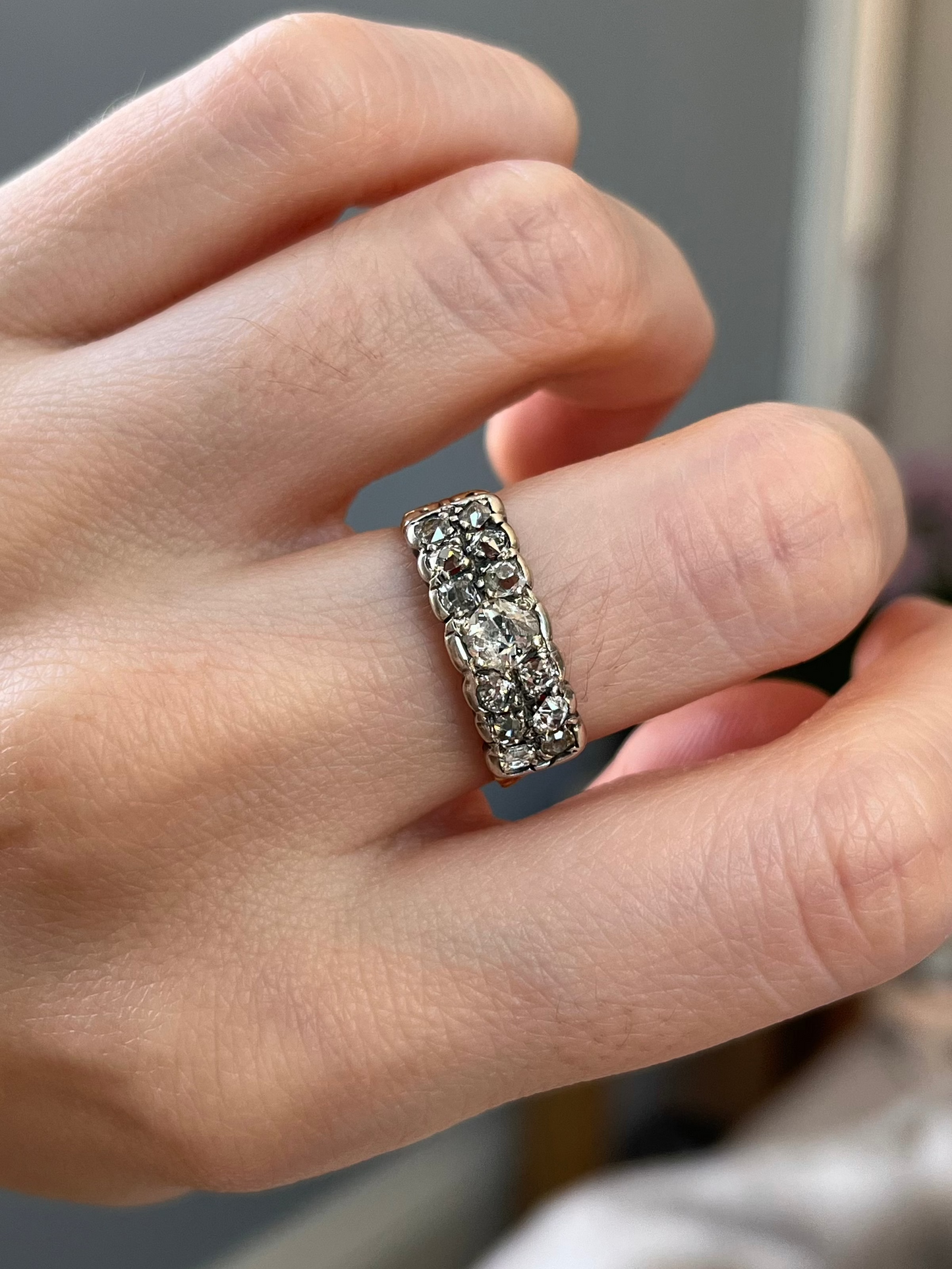 Antique Georgian Half Hoop Old Mine Cut Diamond Band