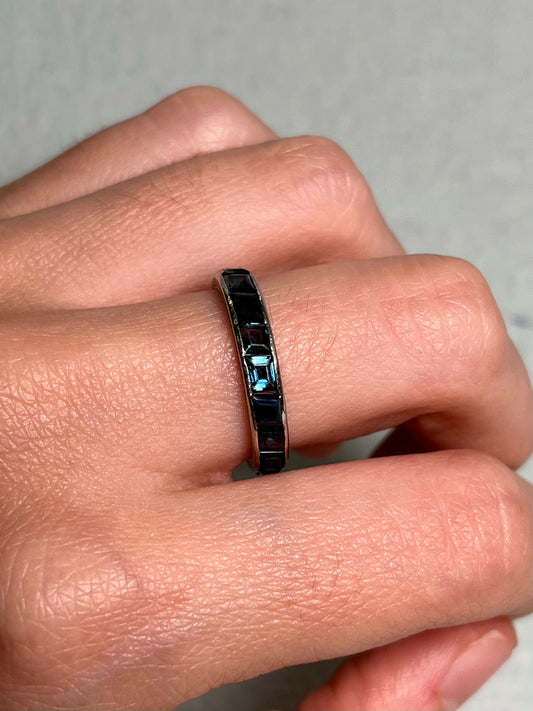 Art Deco Sapphire Eternity Band in 18K White Gold