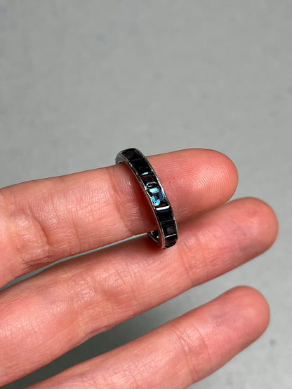Art Deco Sapphire Eternity Band in 18K White Gold