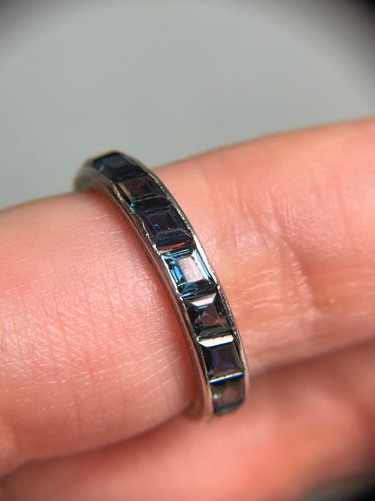 Art Deco Sapphire Eternity Band in 18K White Gold