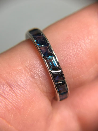 Art Deco Sapphire Eternity Band in 18K White Gold