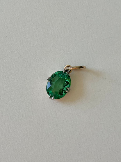 Antique Green Tourmaline Converted Pendant in 9 and 18K Gold