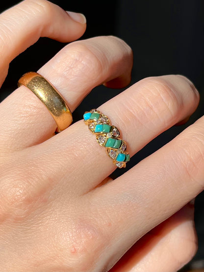 Victorian Turquoise and Diamond Twist Ring