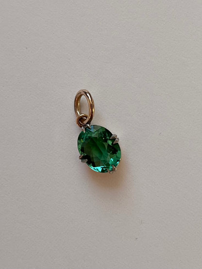 Antique Green Tourmaline Converted Pendant in 9 and 18K Gold