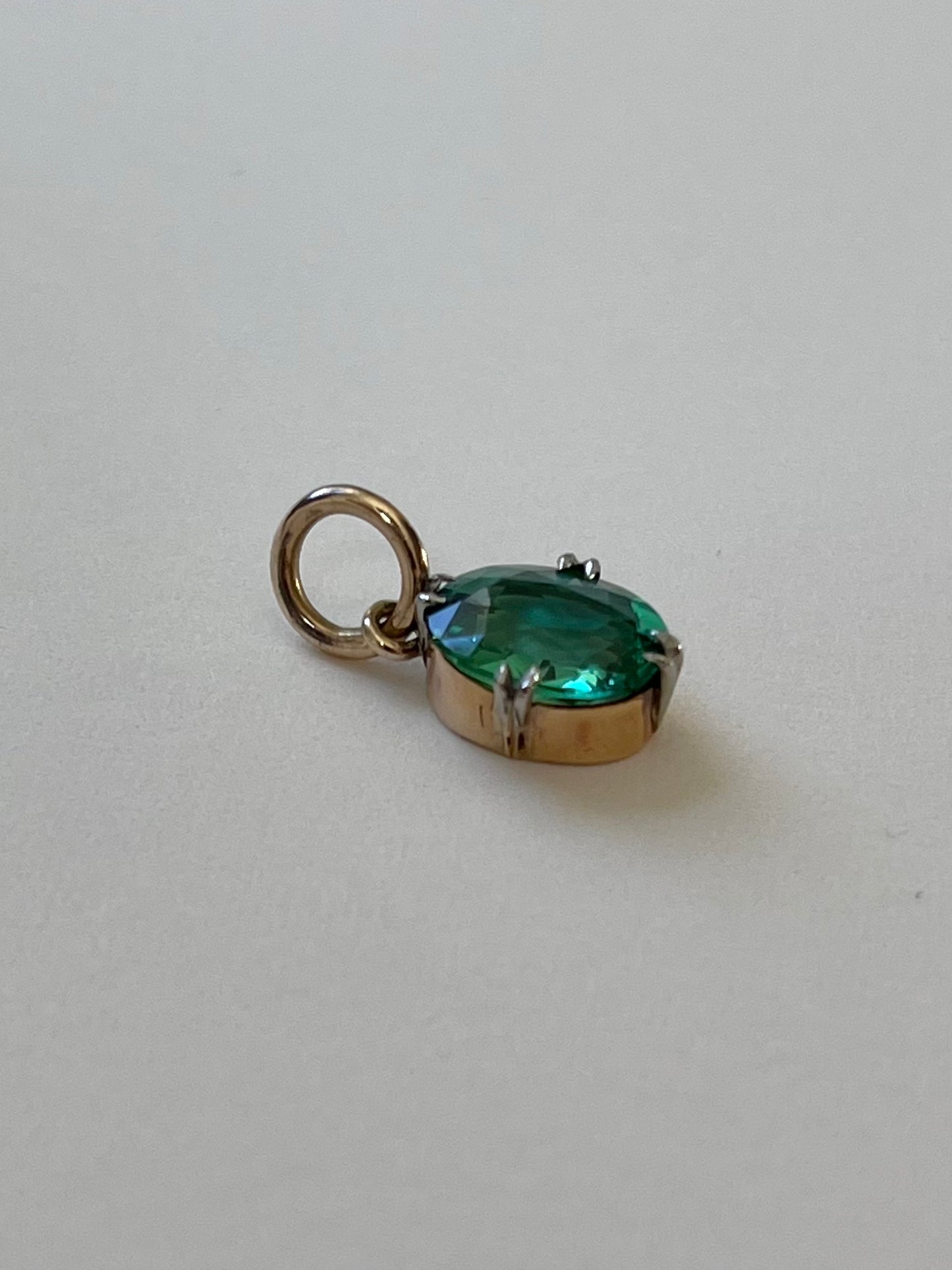 Antique Green Tourmaline Converted Pendant in 9 and 18K Gold