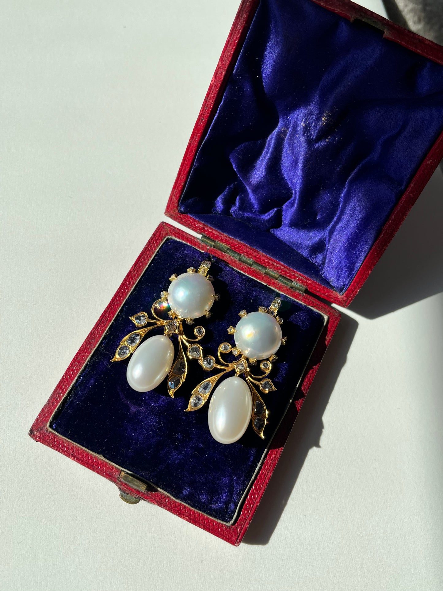 Antique Diamond and Pearl Pendeloque Earrings