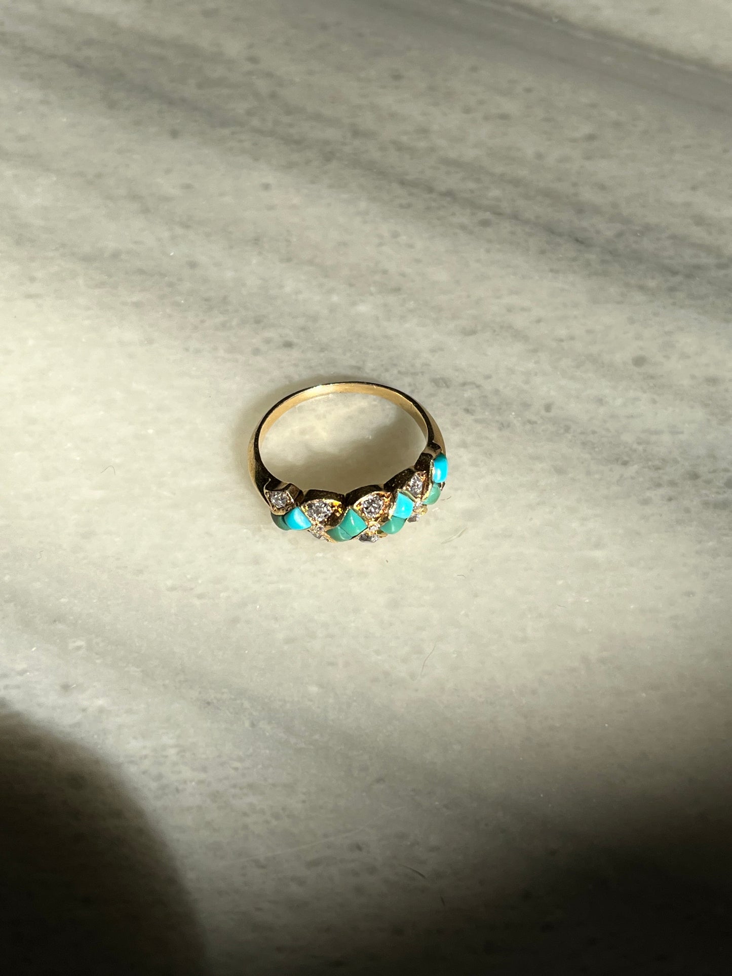 Victorian Turquoise and Diamond Twist Ring