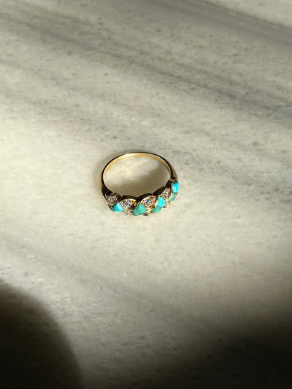 Victorian Turquoise and Diamond Twist Ring