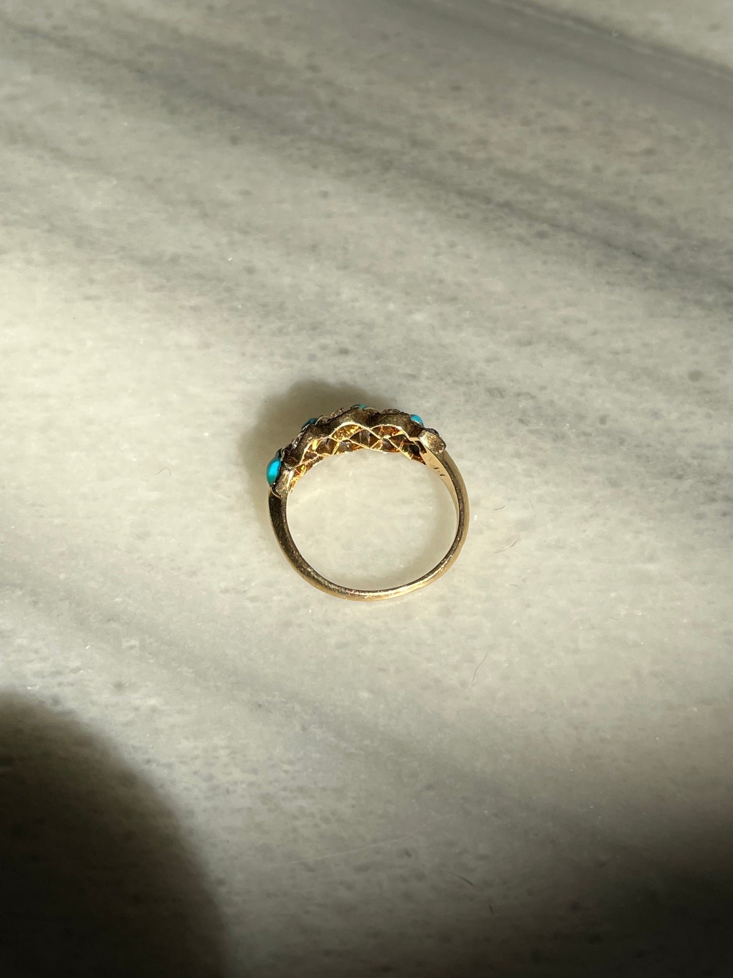 Victorian Turquoise and Diamond Twist Ring