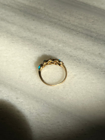 Victorian Turquoise and Diamond Twist Ring