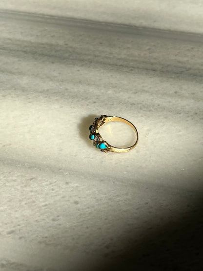Victorian Turquoise and Diamond Twist Ring