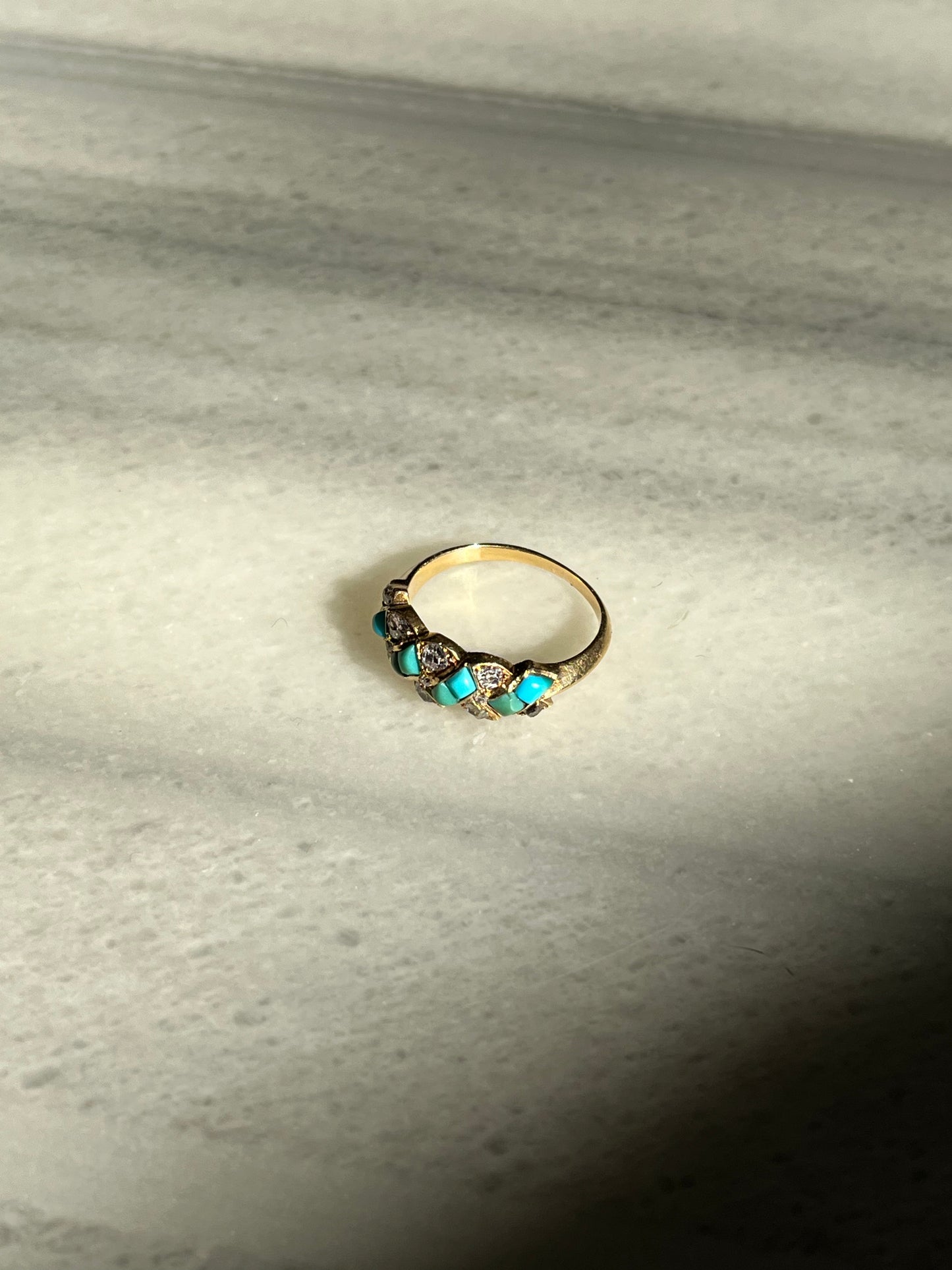 Victorian Turquoise and Diamond Twist Ring