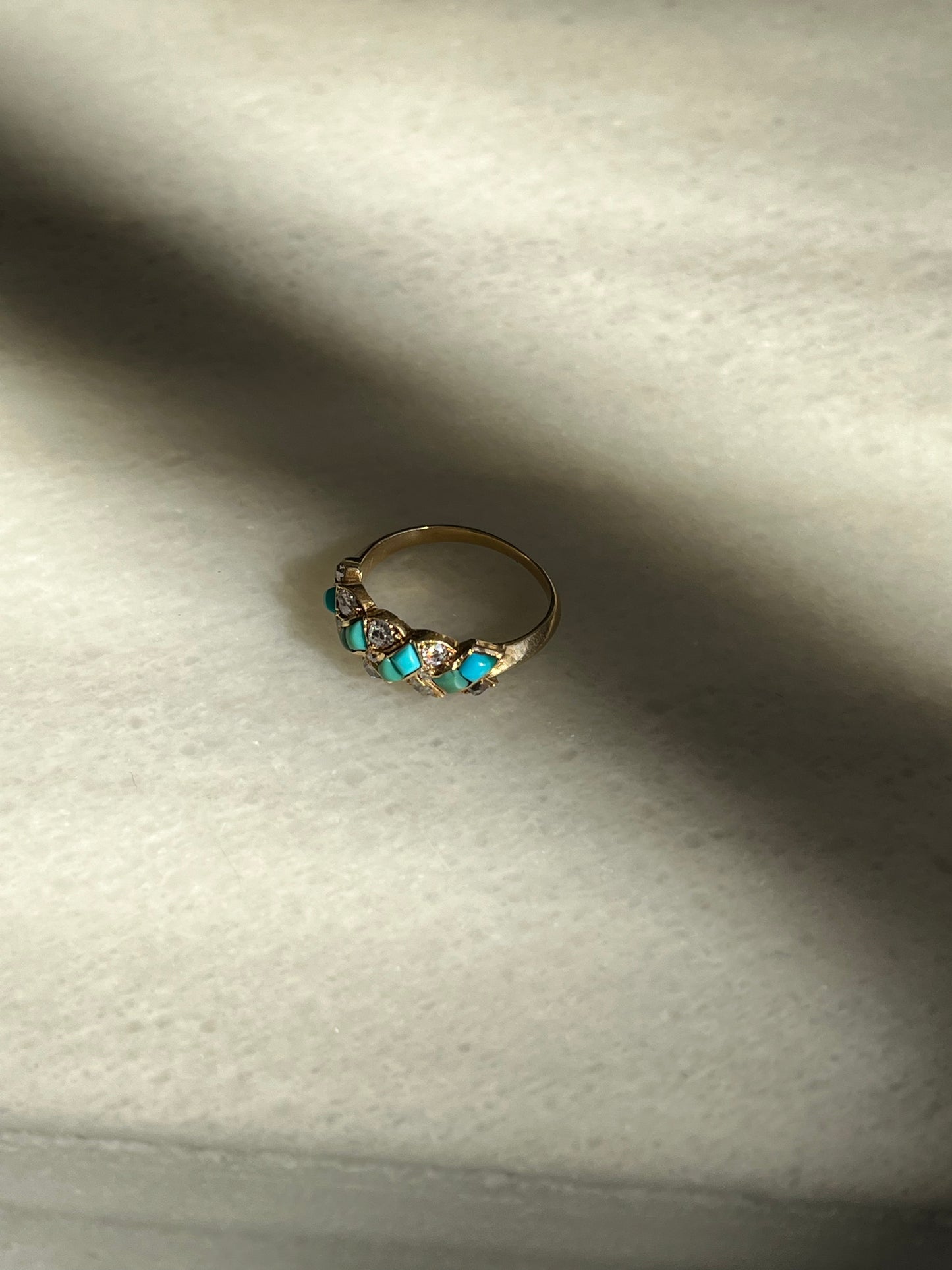 Victorian Turquoise and Diamond Twist Ring