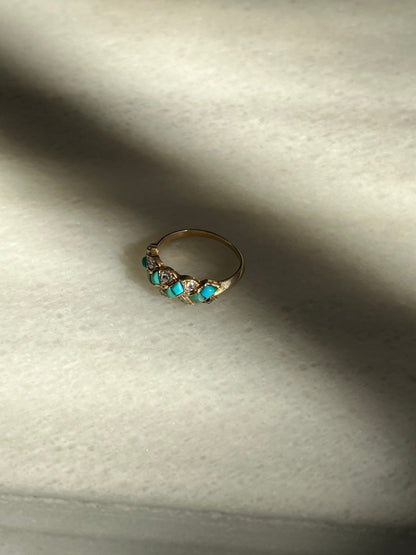 Victorian Turquoise and Diamond Twist Ring
