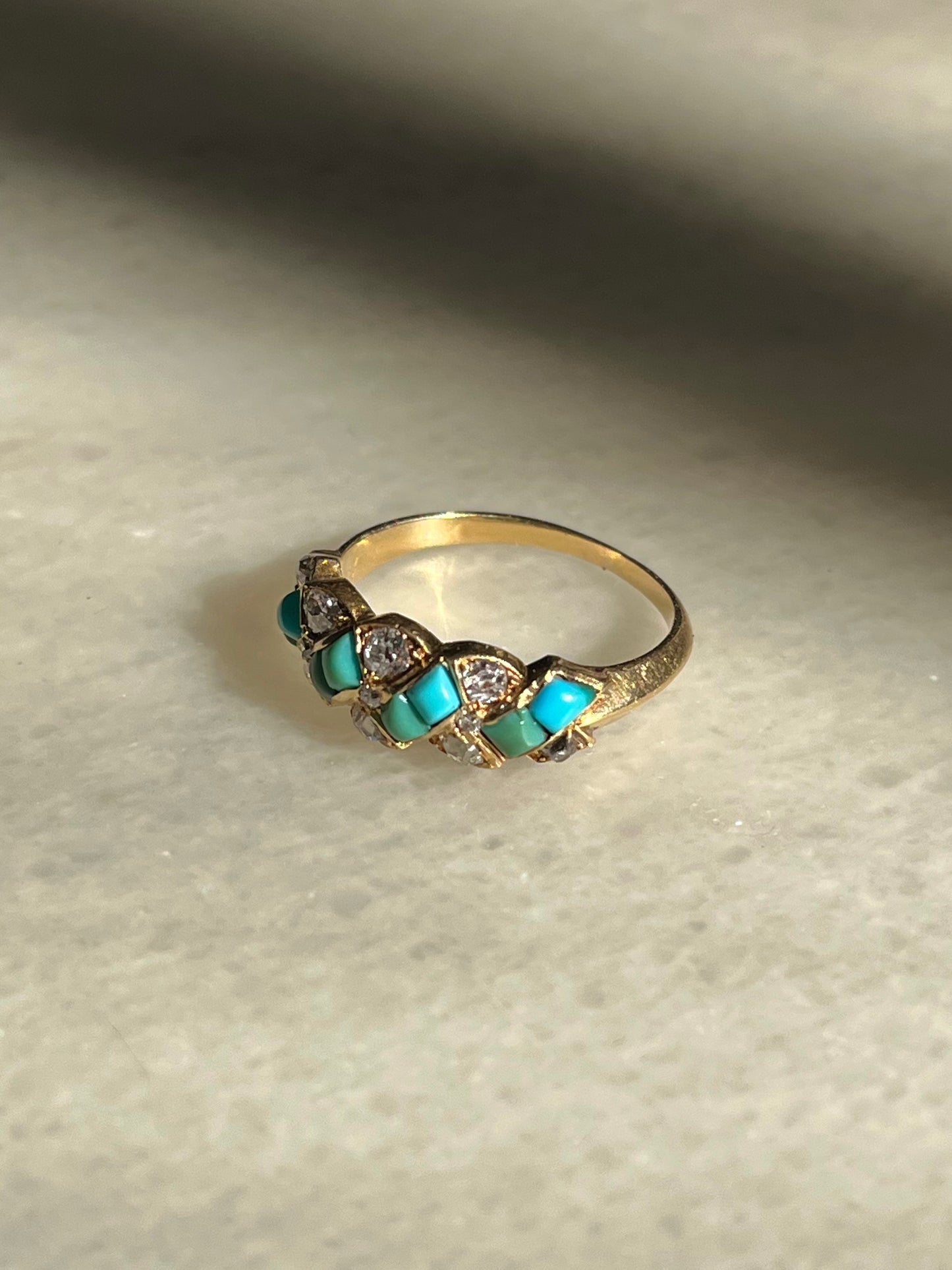 Victorian Turquoise and Diamond Twist Ring
