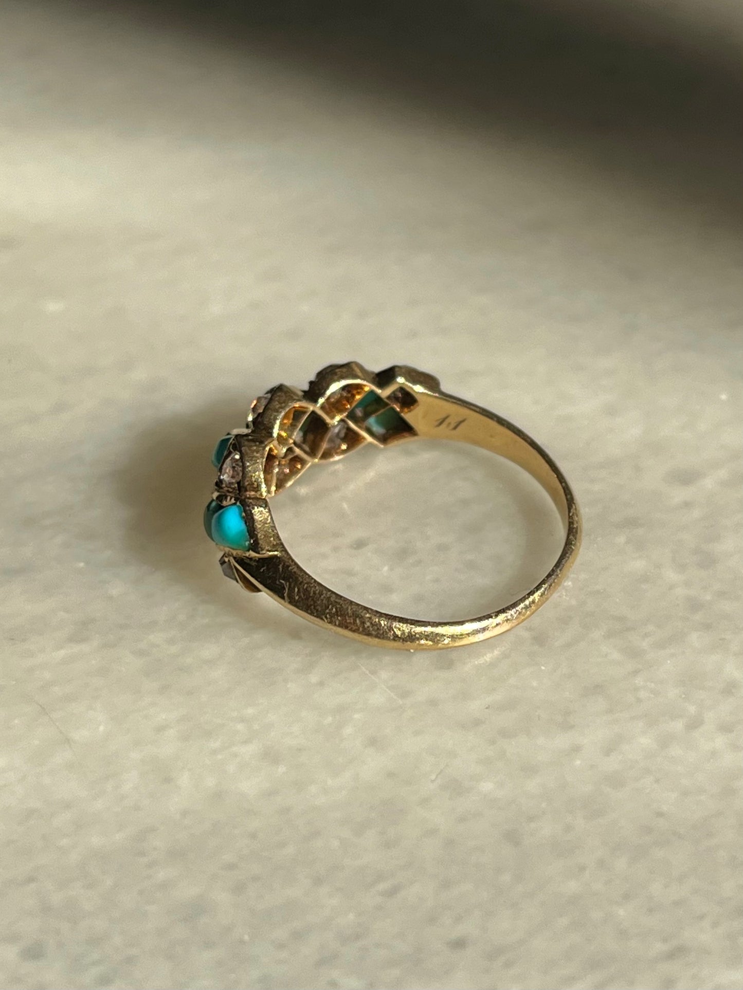 Victorian Turquoise and Diamond Twist Ring