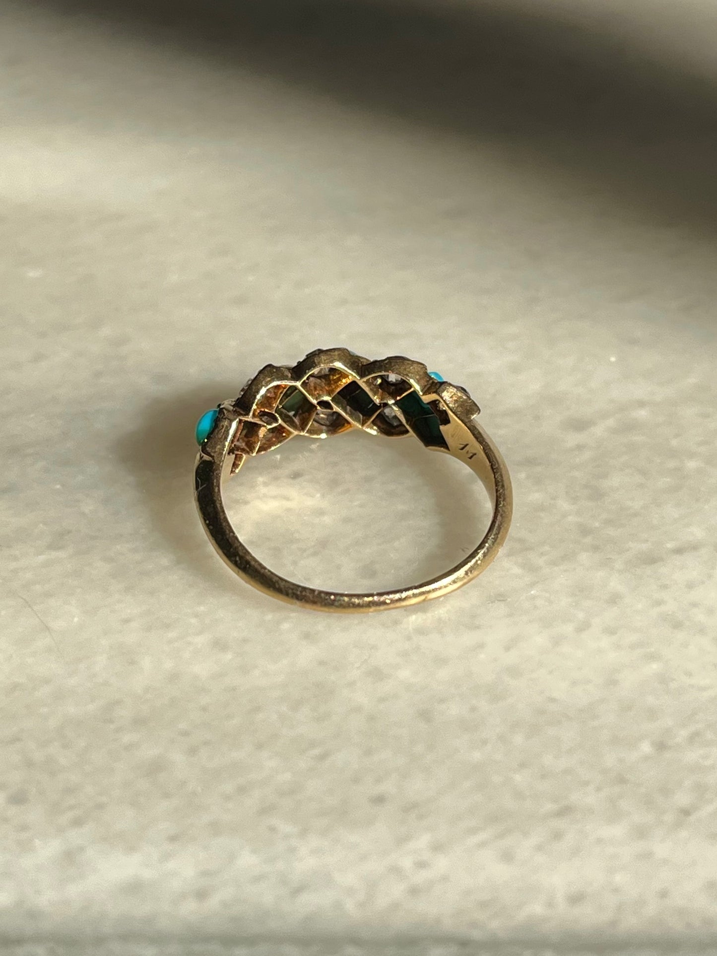 Victorian Turquoise and Diamond Twist Ring