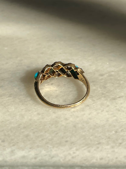 Victorian Turquoise and Diamond Twist Ring