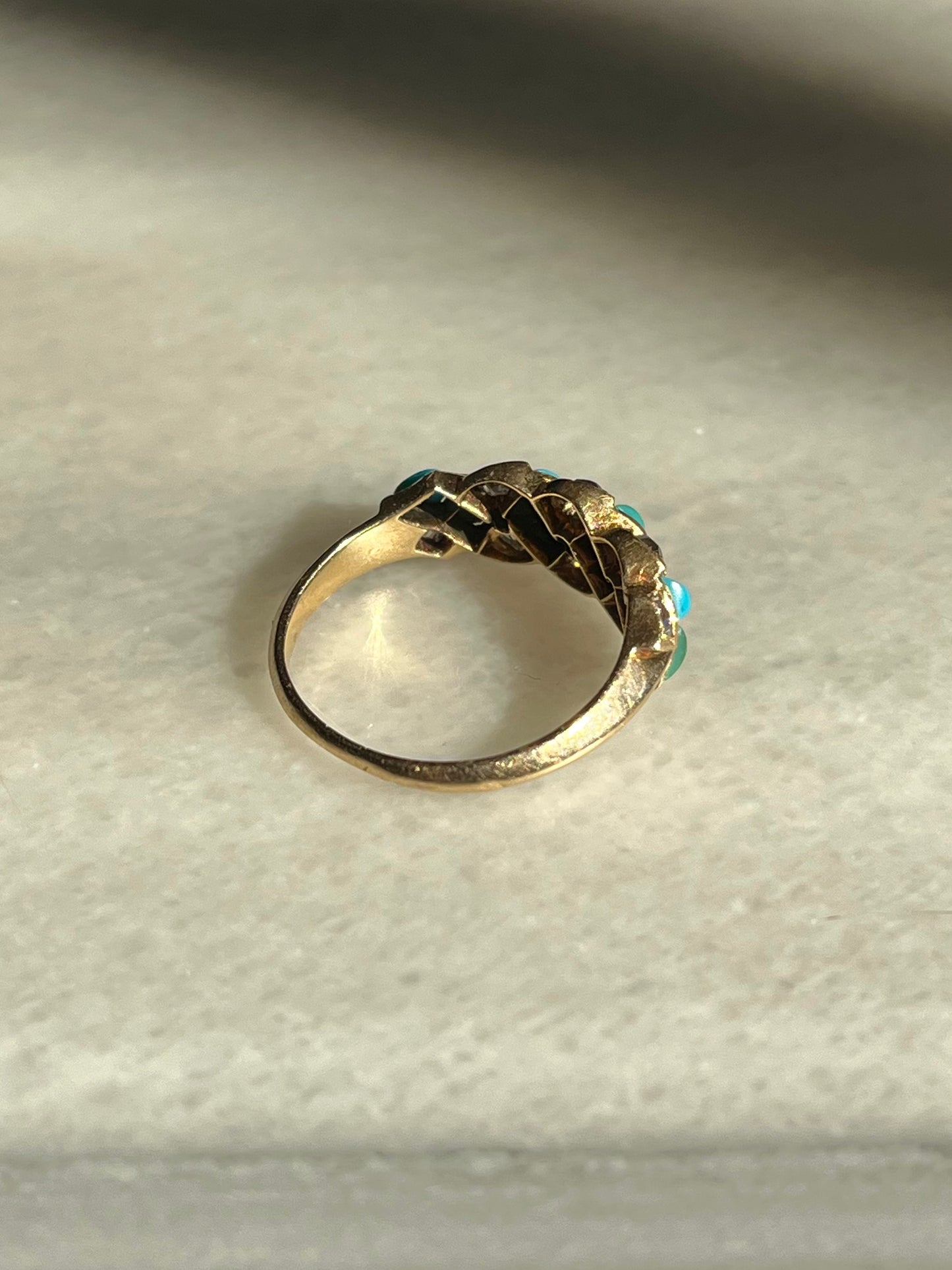 Victorian Turquoise and Diamond Twist Ring
