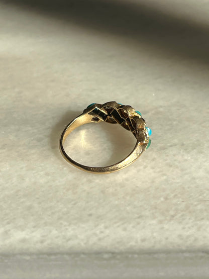 Victorian Turquoise and Diamond Twist Ring