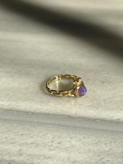 Antique Purple Star Sapphire and Diamond Crowned Heart Ring