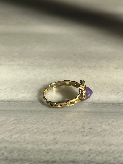 Antique Purple Star Sapphire and Diamond Crowned Heart Ring