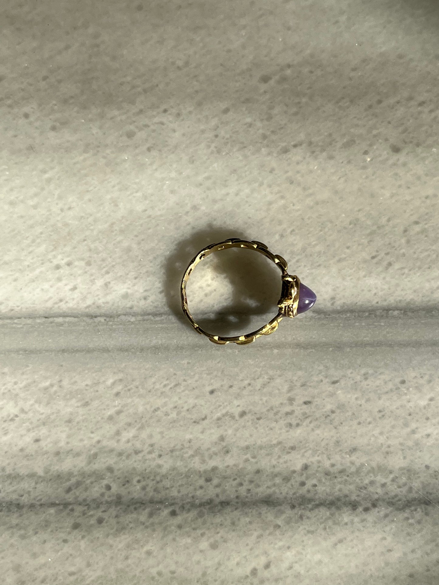 Antique Purple Star Sapphire and Diamond Crowned Heart Ring