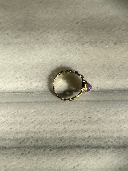 Antique Purple Star Sapphire and Diamond Crowned Heart Ring